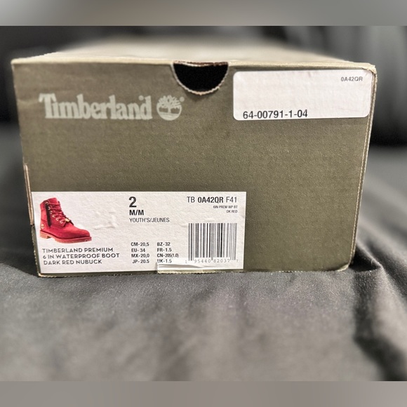 Timberland Premium 6 in Waterproof Boot Dark Red Nubuck BRAND NEW Kids - Picture 10 of 10